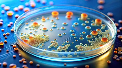 Microscopic colonies of bacteria on agar plate