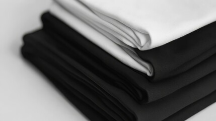 Folded Fabric in Neutral Shades: Black, White, and Gray Textiles