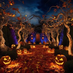 halloween pumpkin in the woods