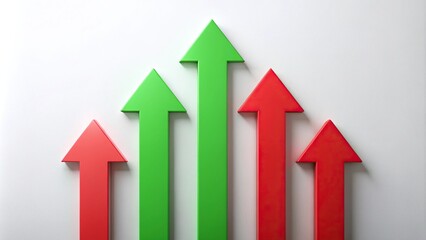 Minimalist arrow design of green to red gradient on white background