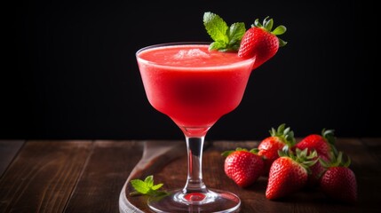 Try a Strawberry Daiquiri cocktail, a frozen drink garnished with fresh strawberries, great for summer parties