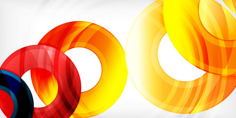 Bright colorful circles with light effects. Abstract background