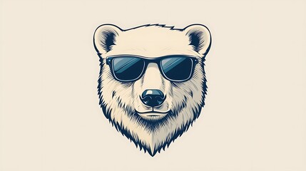 A playful polar bear logo design featuring cool sunglasses.