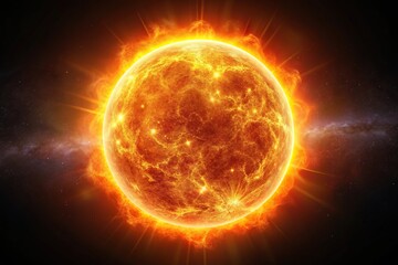 Minimalist image of the glowing sun in space