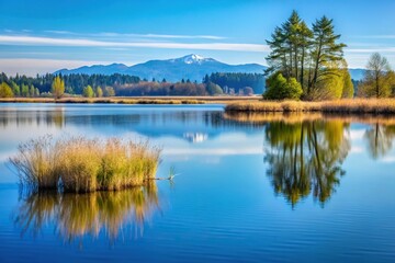 Obraz premium Minimalist photo of Steigerwald Lake National Wildlife Refuge in Camas, Washington