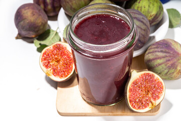 Red fig jam in small jar
