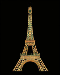  Artistic Depiction of Eiffel Tower with French Flag Colors in Decorative Styles Including Brush Strokes and Art Nouveau Elements