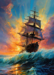 Fototapeta premium sailboat at sunset