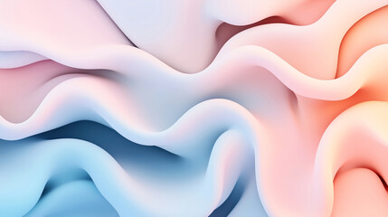 Obraz premium Abstract wavy shapes in soft pastel colors including pinks, blues, and peaches creating a flowing, smooth texture.