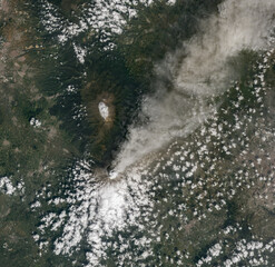 Aerial of Popocatépetl volcano in Mexico