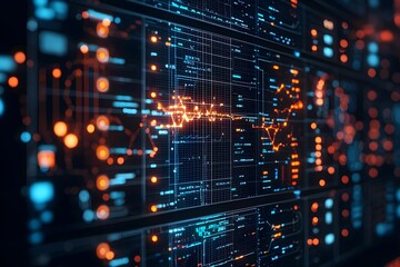 Abstract digital data visualization on a futuristic interface