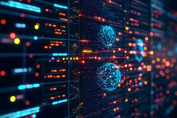 Abstract digital network visualization with data connections