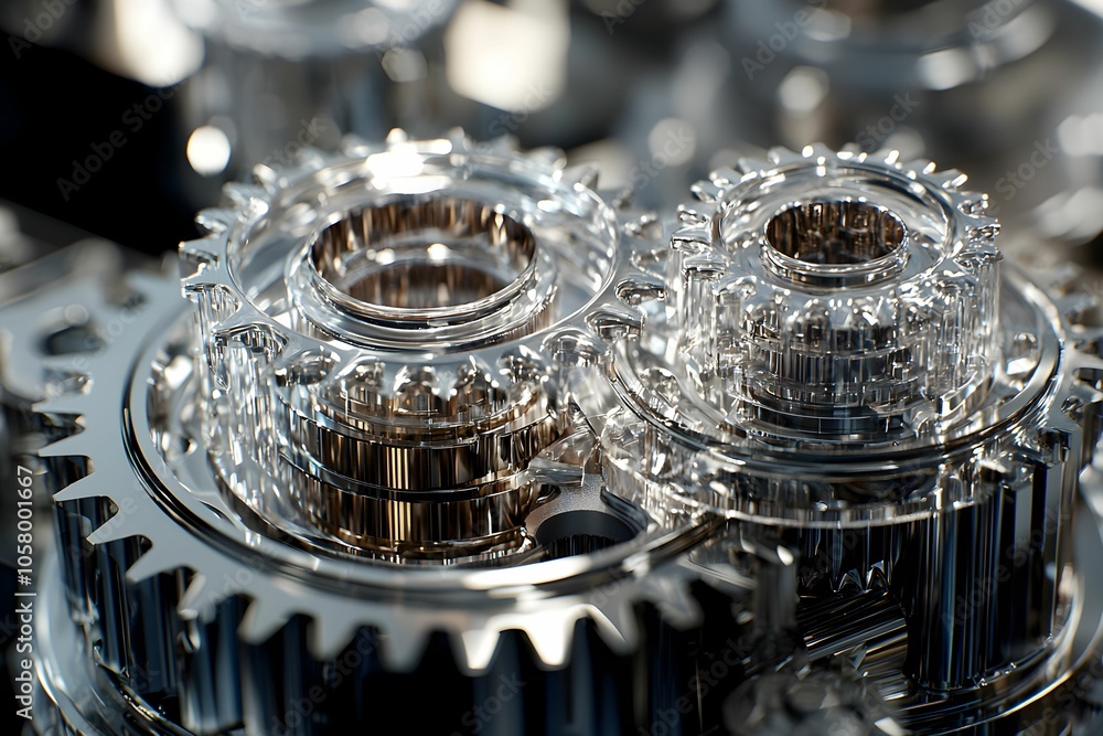 Poster close-up of interlocking gears highlighting precision engineering