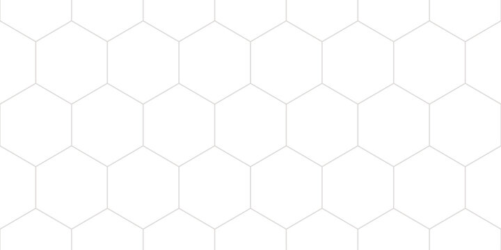 Hexagon grid vector seamless pattern. Subtle thin grey lines texture, delicate minimalist lattice, mesh, net, honeycomb, hexagons. Abstract minimal basic transparent background. Trending geo design
