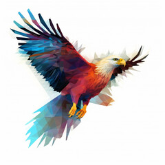 Fototapeta premium Polygonal multicolor image of a flying eagle.