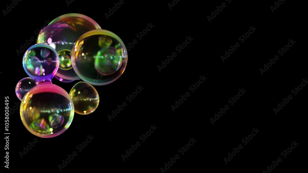 Aufkleber abstract liquid circles on a background of multi color with spacing. 3d design of a rainbow-colored 