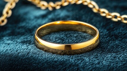 Elegant Gold Ring on Plush Velvet Background