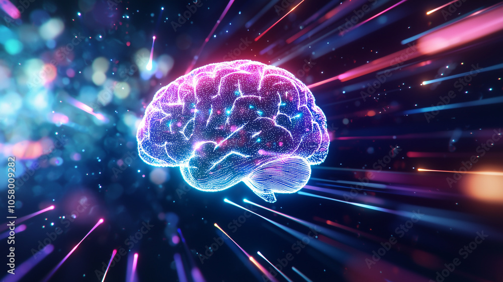 Poster digital brain abstract ai neural network conceptual illustration