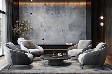 Modern Interior of Stylish Living Room ,Wall Mock Up, Frame , Poster with Beautiful Background, 3d render