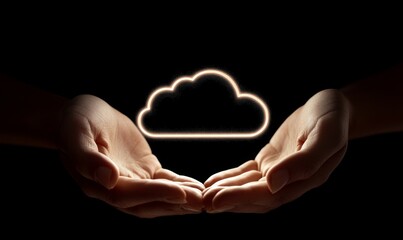 Obraz premium hands exhibiting the cloud computing symbol