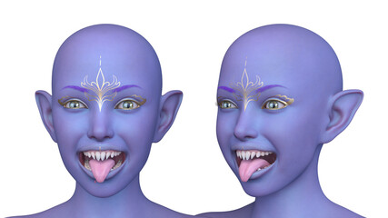 女性エイリアンの顔　3DCGレンダリング