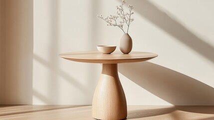 Minimalist Table with Vase and Bowl in Natural Light