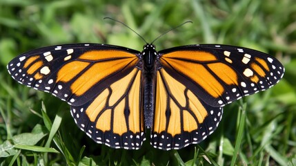 Fototapeta premium Monarch Butterfly on Green Grass