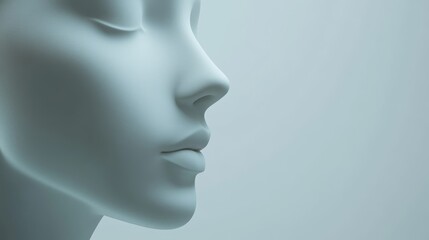 A serene and sculpted mannequin face in soft hues, emphasizing simplicity and artistic beauty, perfect for minimalistic design.