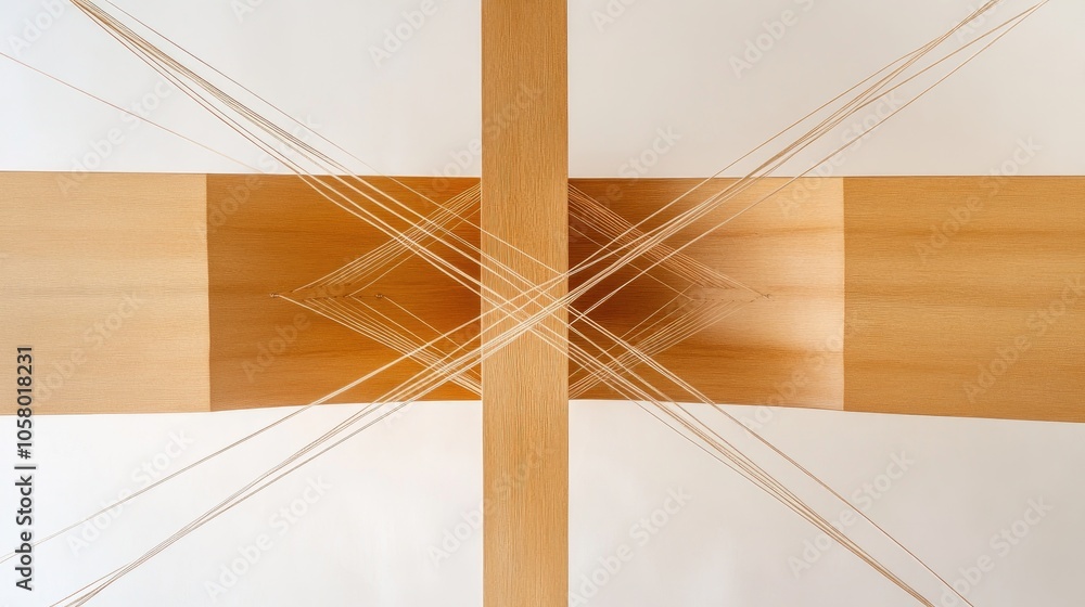 Poster wooden structure with intersecting lines and patterns