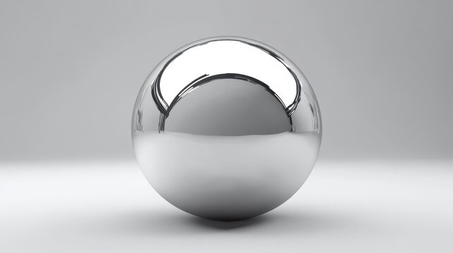 Shiny Silver Reflective Sphere on Minimalist Background