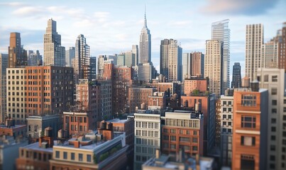 Fototapeta premium City skyline view featuring iconic skyscrapers and rooftops