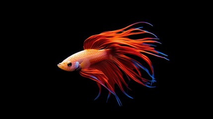 Fototapeta premium Vibrant Betta Fish Swimming Against Dark Background