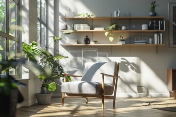 Fototapeta premium Modern Interior of Stylish Living Room ,Wall Mock Up, Frame , Poster with Beautiful Background, 3d render