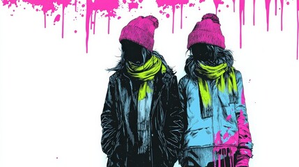 Illustrated Winter Fashion with Colorful Accessories