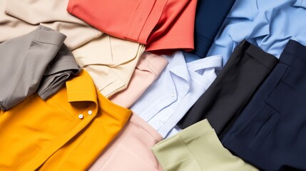 A vibrant collection of folded fabrics showcasing a variety of colors and textures for fashion and design projects.