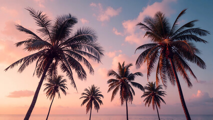 Silhouetted Palm Trees over a Pinky Sky