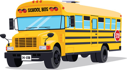 Vector illustration of School Bus in yellow color cartoon