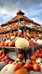pyramid of different types of pumpkins