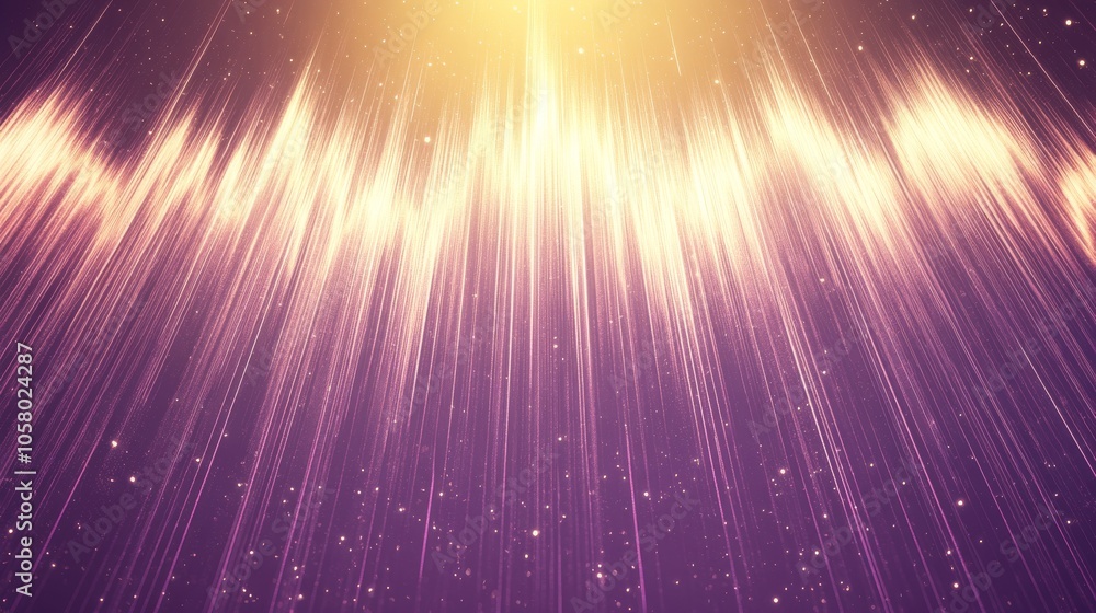 Poster an abstract light pattern radiating through a vibrant purple background, creating a magical and ethe