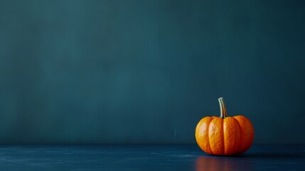 Solo Orange Pumpkin on Dark Background