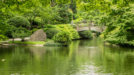 Obraz premium Arch Bridge, Japanese Garden, Fort Worth