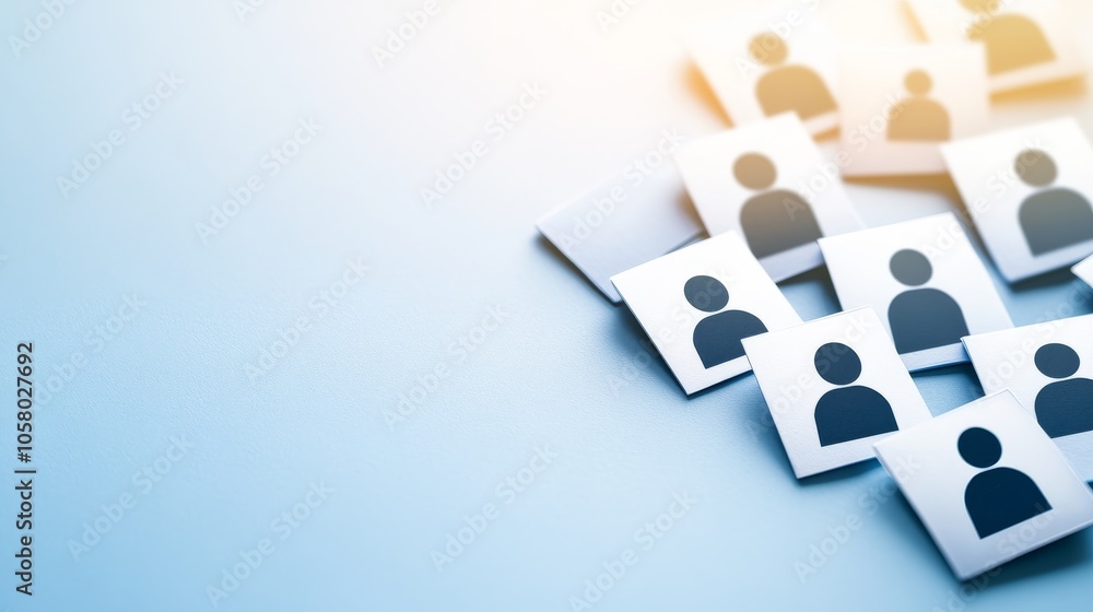 Poster concept of virtual teamwork with icons representing people, emphasizing collaboration and connection