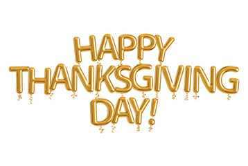 Vector golden balloon text Happy Thanksgiving Day isolated on white background.