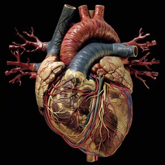 diagram providing a detailed view of the interconnected components of the human heart