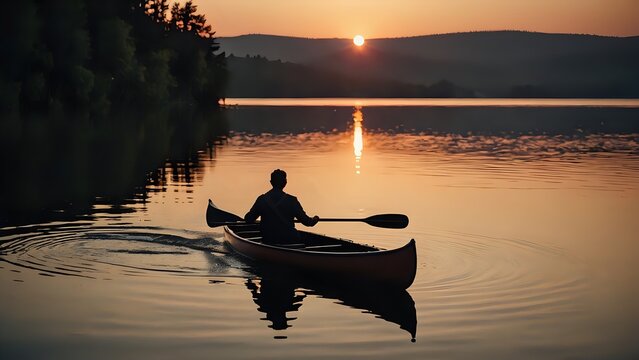 silhouette of a person in a boat