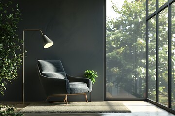 Modern Interior of Stylish Living Room ,Wall Mock Up, Frame , Poster with Beautiful Background, 3d render
