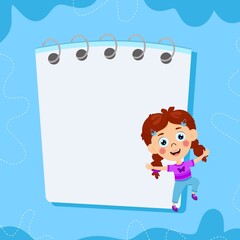 Cute girl with note paper vactor image