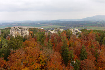 Obraz premium Colorful autumn Landscape in Bohemian Paradise, Czech Republic 