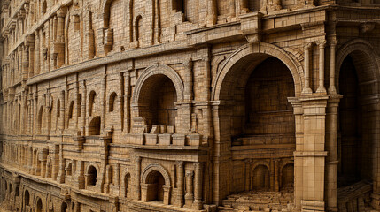 Obraz premium Detailed Photo of the Colosseum in Rome Crafted from Paper with Architectural Precision