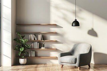 Modern Interior of Stylish Living Room ,Wall Mock Up, Frame , Poster with Beautiful Background, 3d render